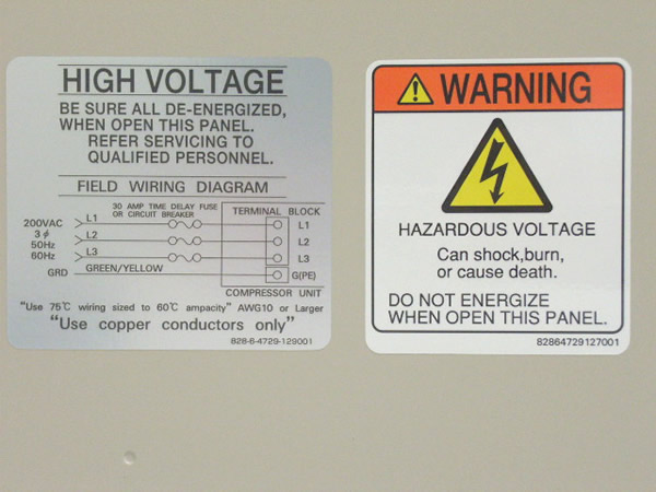 高電圧警告表示